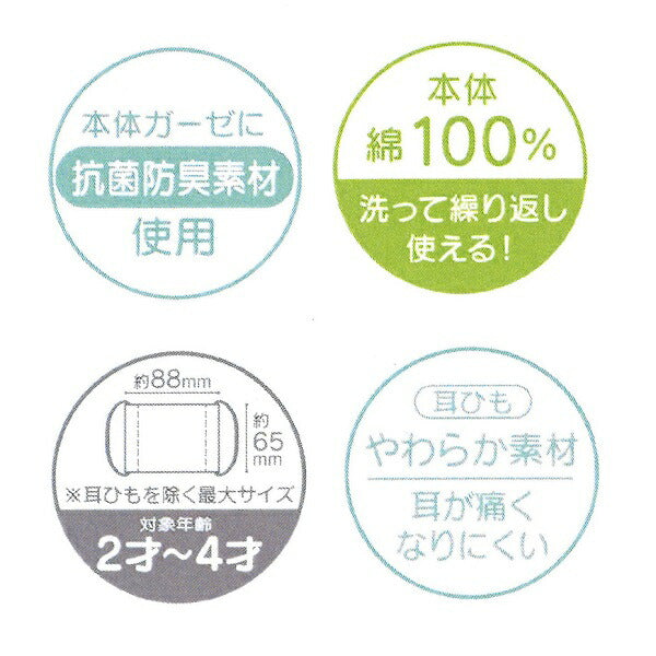 ベビー用 １２Ｐセット ガーゼマスク ３枚入り ベビーマスク ガーゼ 洗って繰り返し使える 抗菌防臭 MSKG0スケーター【キャラクター マスク 小さめ 洗える 繰り返し 耳が痛くならないいないいないばあっ! いないばぁ 男の子 女の子】