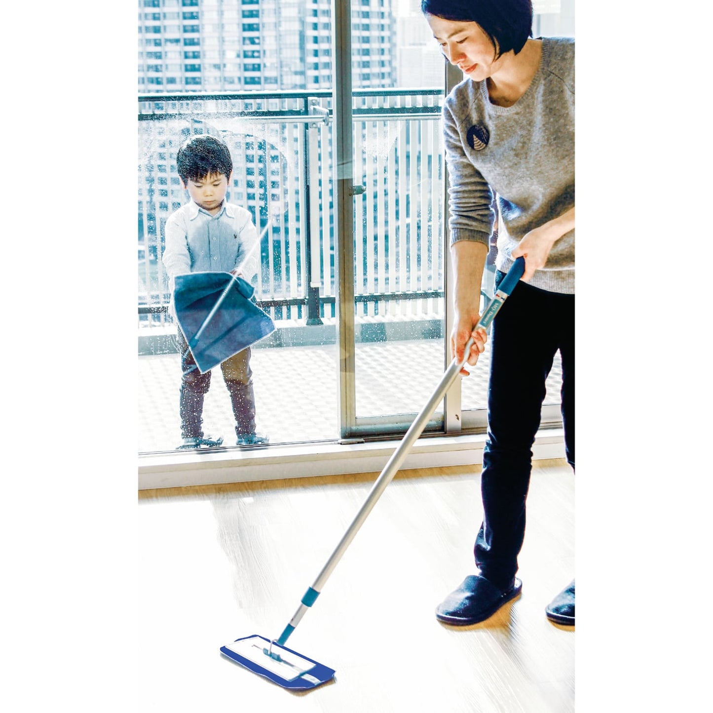 【メール便送料無料】MQ プレミアム モップ 30cm 交換用 2枚入り（ホワイト・ブルー各1枚）クライメートスマート MQモップ MQ・Duotex マイクロファイバー 替え クロス 軽量 拭き 業務用 水拭き フロア 掃除 フローリング 畳 窓 壁 天井 網戸 プレミアムモップ
