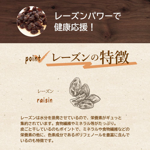 レーズン (アメリカ産) 1kg （500ｇｘ2袋）送料無料 れーずん ほしぶどう 干しぶどう 干し葡萄 ドライフルーツ 砂糖不使用  無添加 ポリフェノール 健康 美容 おやつ おつまみ 製菓材料 製パン材料 ケーキ材料 トッピング お徳用 大容量 業務用 チャック袋入り みのや