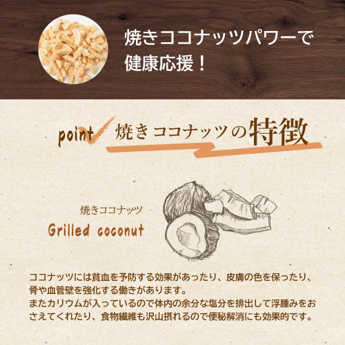 焼きココナッツ 500ｇ  送料無料 マレーシア産 やきここなっつ ココナッツチャンク ココナッツフレーク ドライココナッツ お菓子 おやつ おつまみ スナック 家呑み 宅呑み 健康 美容ポイント消化 お徳用 グルメ みのや