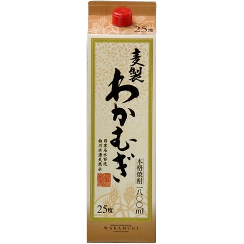 【送料無料】高千穂酒造 わかむぎ 麦 25度 パック 1.8L×12本