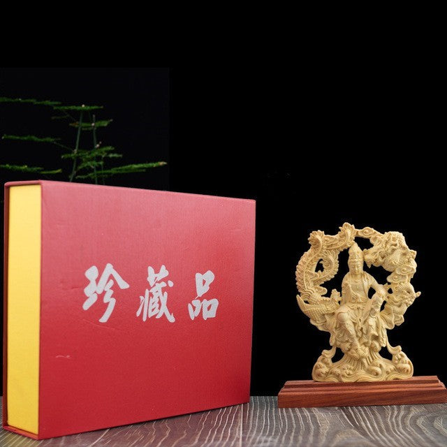 仏像 総柘植 観音菩薩 木彫仏像 柘植木彫り 木製彫刻 観音様 龍 置物 置き物 オブジェ インテリア 木製 木彫り プレゼント 贈り物 日本 お土産 日本土産