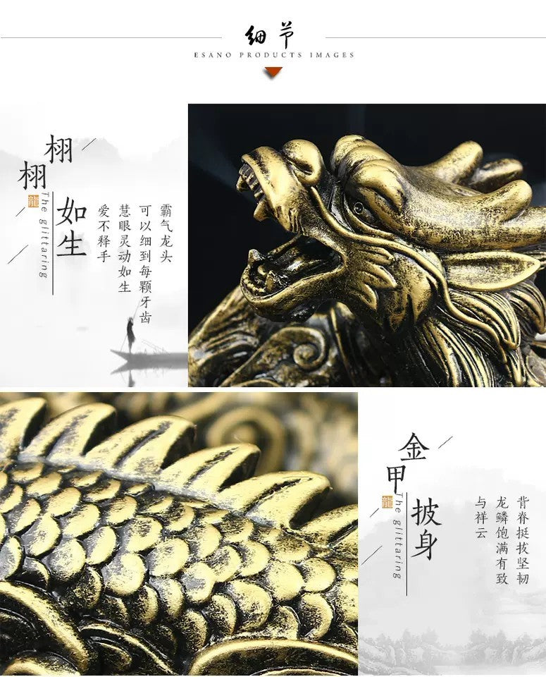 浄化用 灰皿 ガラス クリスタルガラス おしゃれ かっこいい 高級 ギフト ドラゴン 龍 竜 アンティーク風 骨董風 インテリア 置物 オブジェ 灰皿 とぐろを巻く龍 円形 (アンティークゴールド) 守護龍