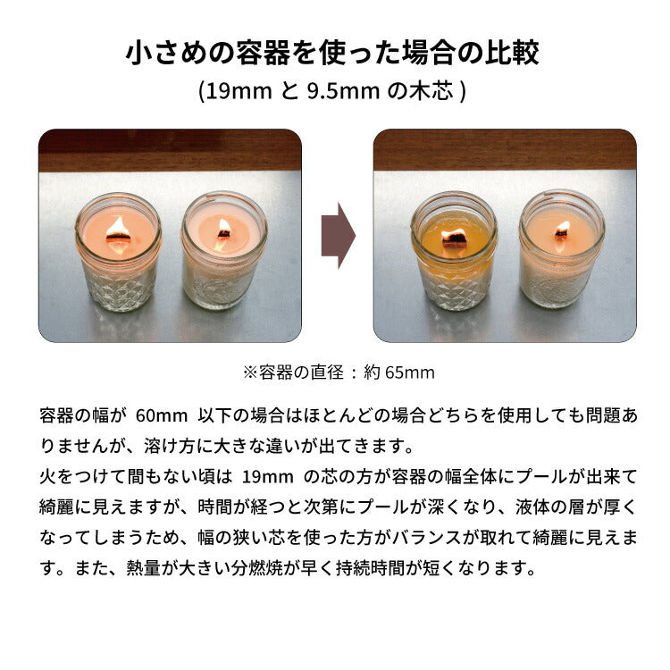 木芯 ブースタータイプ キャンドル芯 [L] 19mm × 125mm 50組入 / Cracking Booster Wick 19mm × 125mm 50set