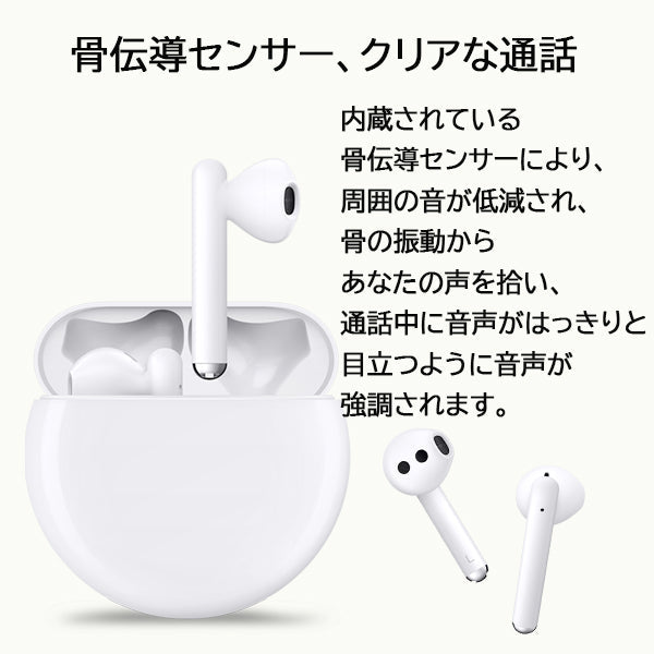 【ホワイト】HUAWEI FREEBUDS3  ワイヤレス充電 FreeBuds 3 純正品 ワイヤレスイヤホン