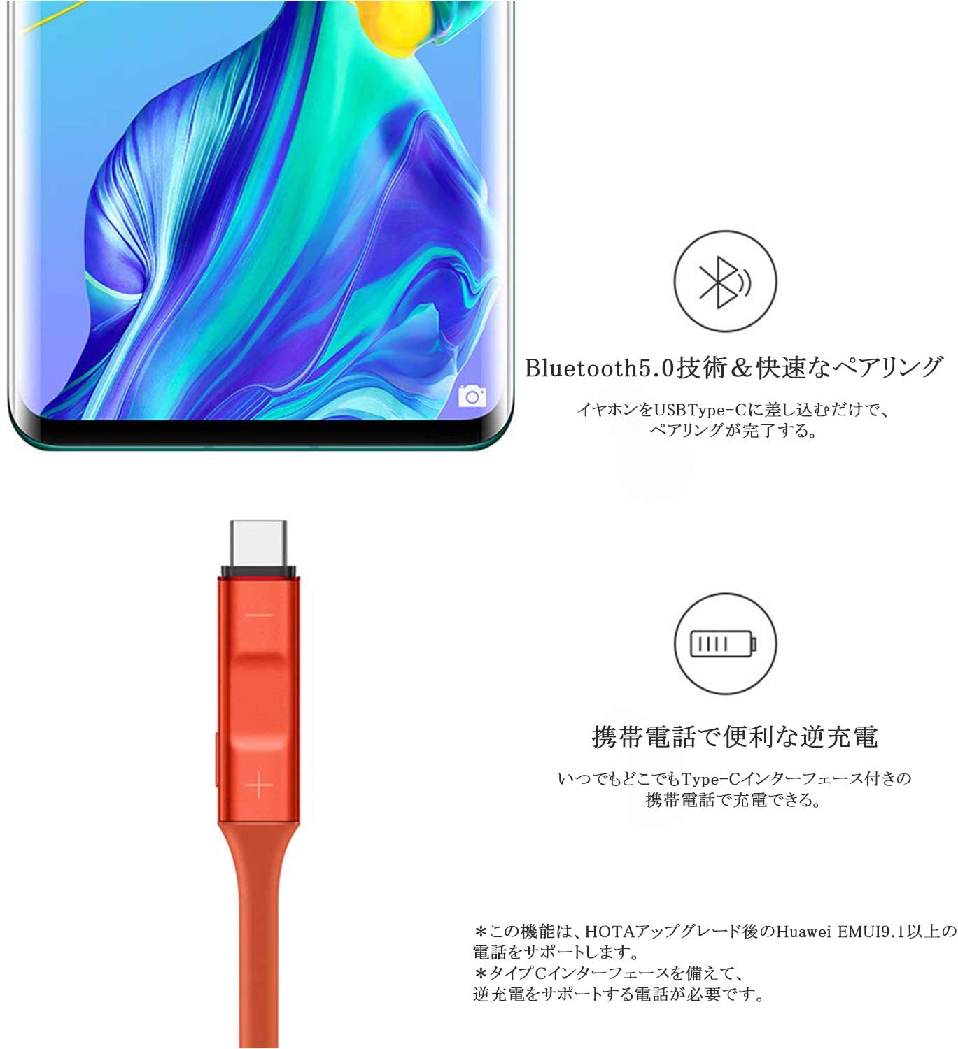 Huawei純正品 FreeLace Bluetooth イヤホン Bluetooth 5.0