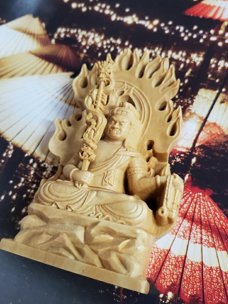 不動明王　木彫仏像 木彫り 木製 仏像　 座像 桧木 本体のみ　曹洞宗 臨済宗 天台宗 禅宗 本尊 お釈迦様 座釈迦　不動明王像