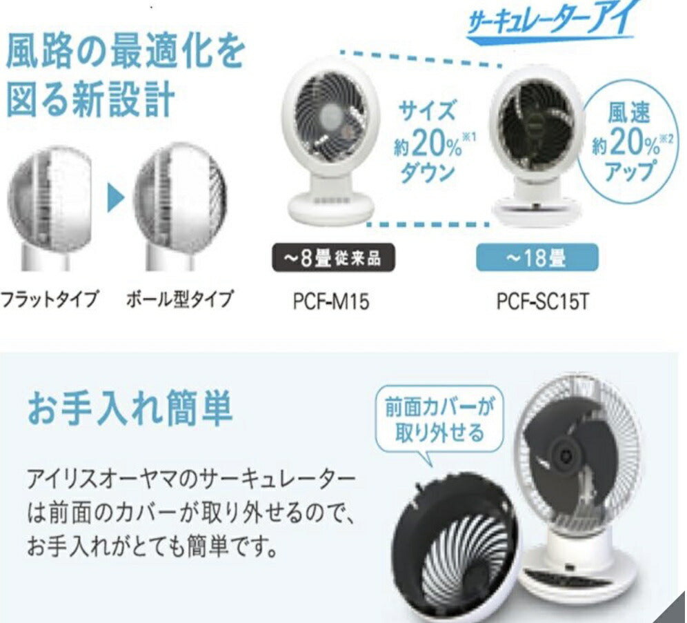 《楽天最安値挑戦！》【送料無料】2023 18畳対応！リモコン付き！ アイリスオーヤマ  サーキュレーター 18畳 PCF-SC15TC-H ホワイト woozoo ボール型 エアー 扇風機 冷房 首振り 静音 空気循環  室内干し 洗濯乾燥 暖房 おしゃれ 卓上 上下左右 サキュレター【コストコ通販】
