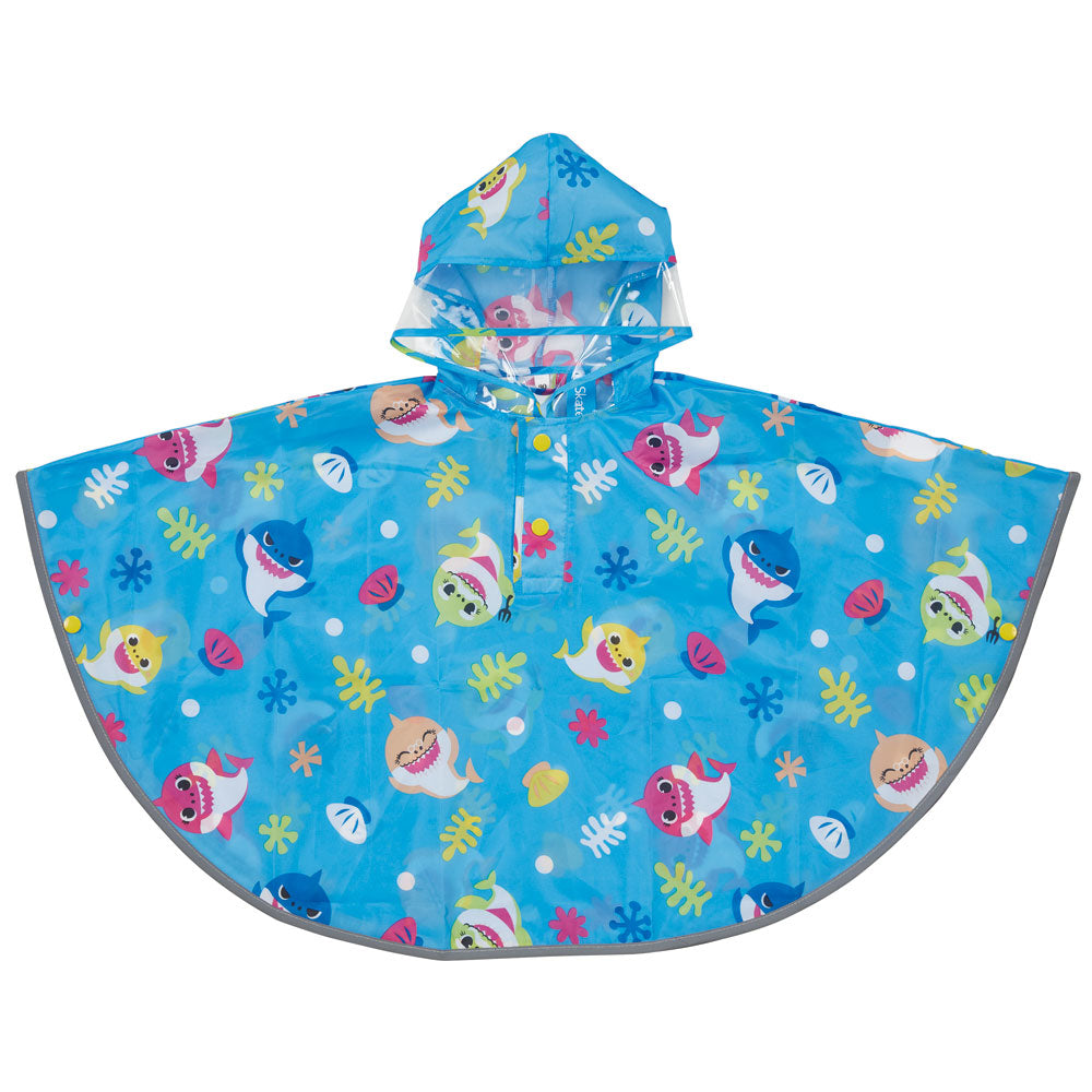レインコート キッズ ポンチョ カッパ 子供 合羽 雨具 フード付き キャラクター スケーター RAPO2【幼稚園 おしゃれ かわいい フード 通学 通園 レインウェア 防水ベイビーシャーク サメのかぞく 男の子 女の子】
