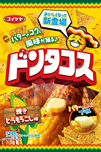 【お菓子の箱売りはじめました！】湖池屋 ドンタコス 焼きとうもろこし味 58g×12個（1ケース）【ご注文は2ケースまで一個口配送可能です】