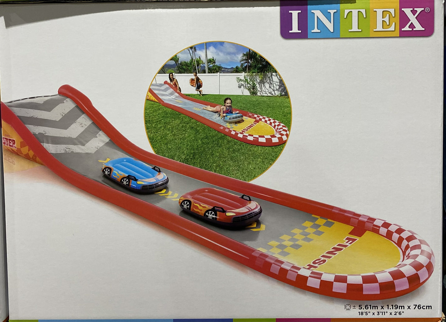 《メーカー直送品》【送料無料】INTEX レーシング　ファン　スライド　ウォータースライダープール　インテックス　プール/子供用　家庭用プール 子供用　ビニールプール【コストコ通販】スライダー プール
