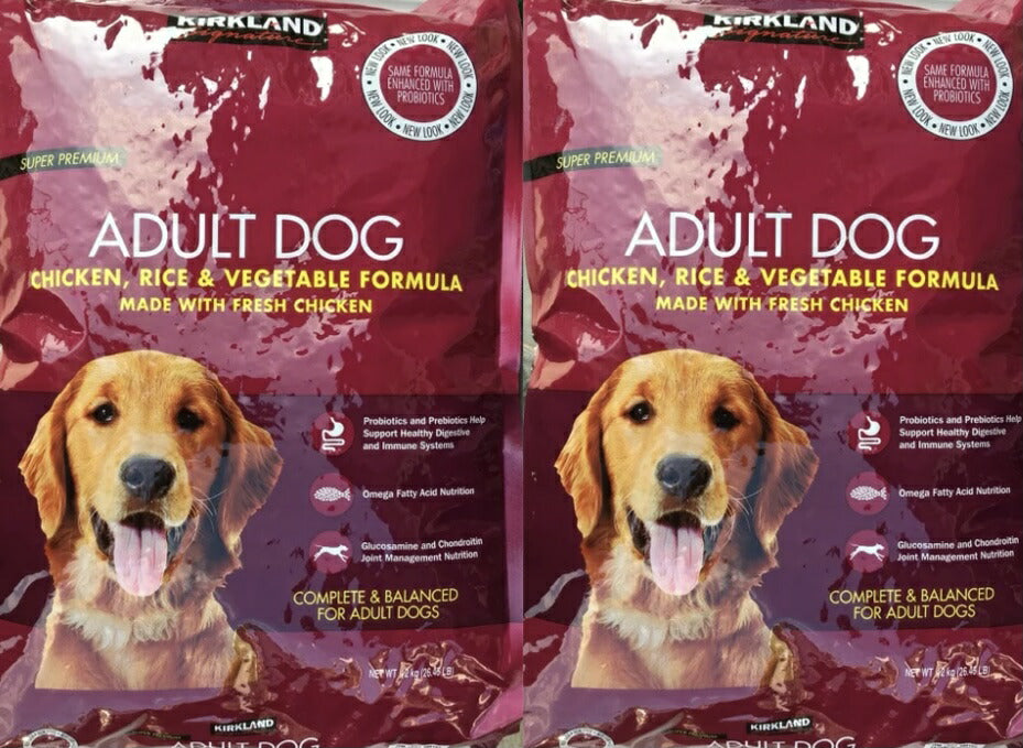 《＊2袋セット＊》赤 ＊即納品＊【成犬用】(AAFCO試験適合品) カークランドシグネチャー スーパープレミアムドッグフード ドックフード チキン&ライス ベジタブル 12kg×2袋 (24kg)【カークランド コストコ コストコ通販】送料無料