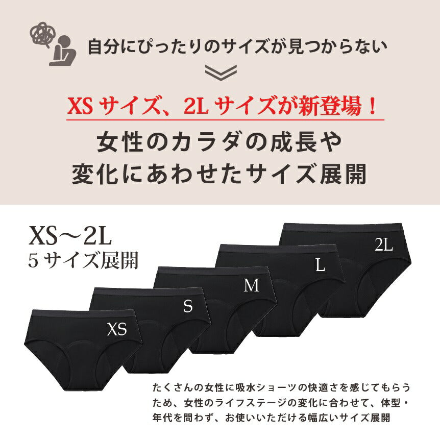SNSで話題 サニタリーショーツ 吸水ショーツ 経血吸収サニタリーショーツ 吸収型 ナプキンいらず いらない 不要 吸水 吸収 綿 生理用 パンツ ナイト 多い日 漏れない スポーツ ブラック 2Lサイズ