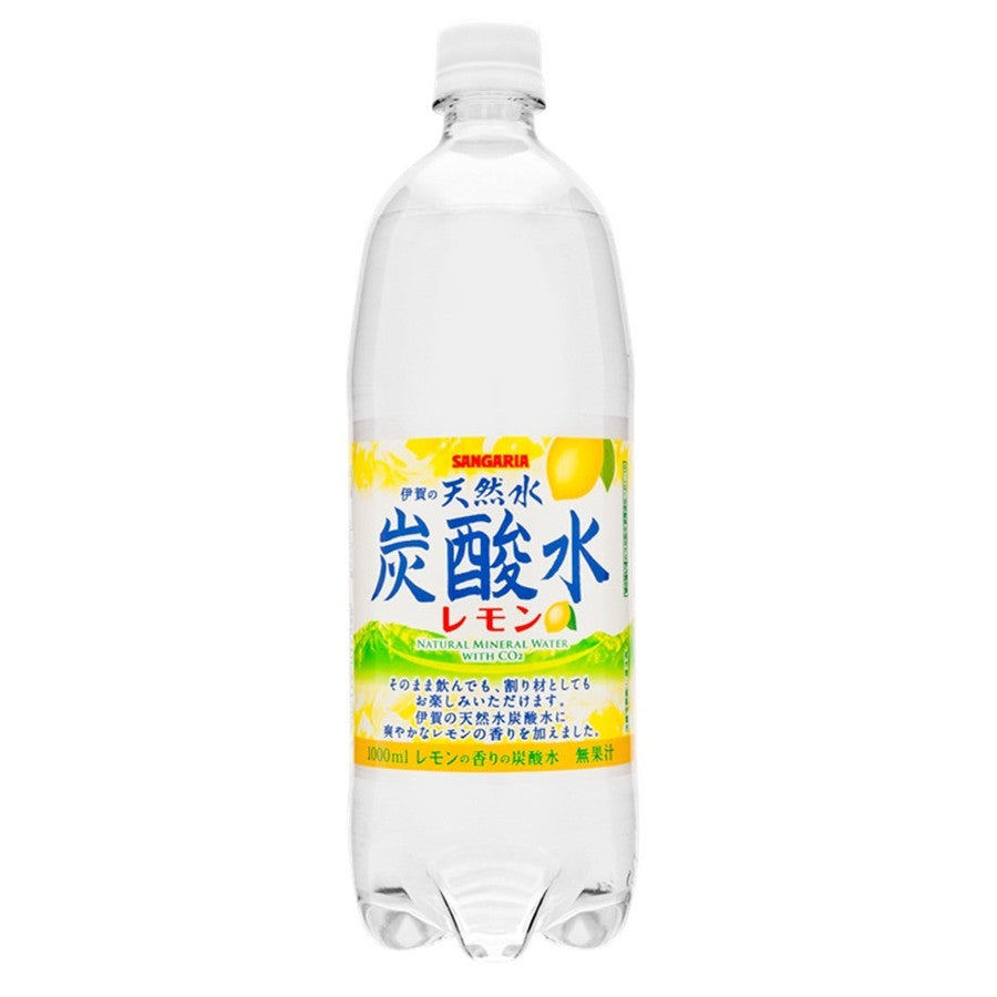 【2ケース送料無料】サンガリア 伊賀の天然水炭酸水 レモン 1000ml(1L)×24本（2ケース）