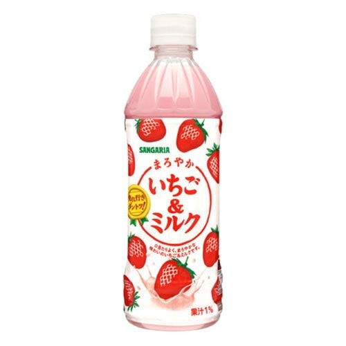 【訳あり】【ケース破損品】【送料無料】サンガリア まろやかいちご＆ミルク 500ml×24本