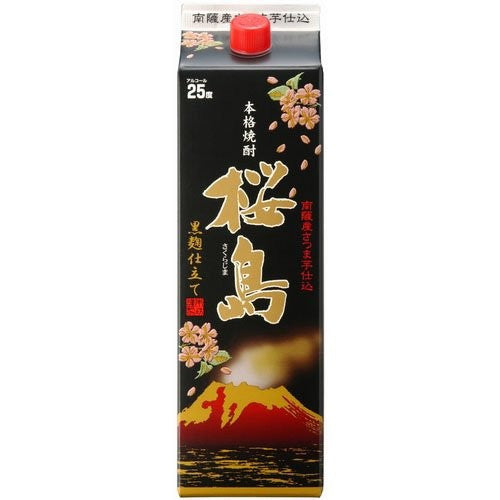 本坊酒造 桜島 黒麹仕立て 芋 25度 パック 1800ml 1.8L 1本【ご注文は2ケース(12本)まで同梱可能です】