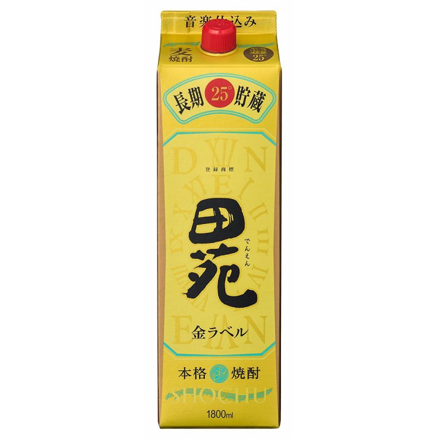 【送料無料】田苑酒造 田苑 金ラベル 長期貯蔵 麦 25度 パック 1800ml 1.8L×12本【北海道・沖縄県・東北・四国・九州地方は必ず送料が掛かります】