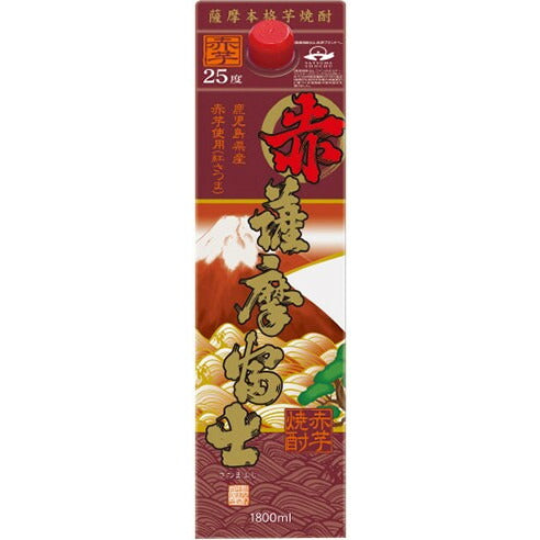 【送料無料】濱田酒造 赤薩摩富士 芋 25度 パック 1.8L×6本/1ケース