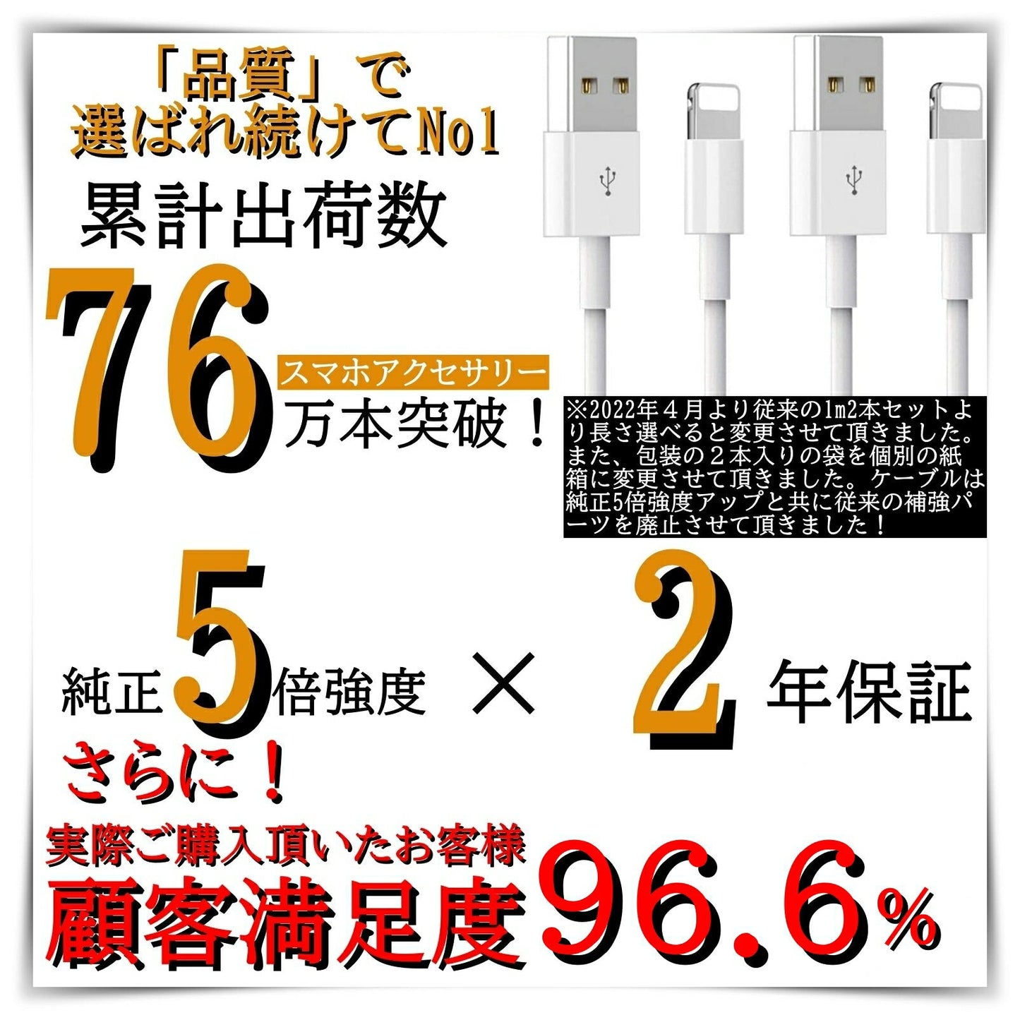 ライトニングケーブル 1m×2本セット Lightningケーブル