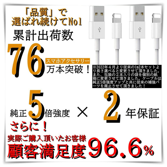 ライトニングケーブル 1m×2本セット Lightningケーブル