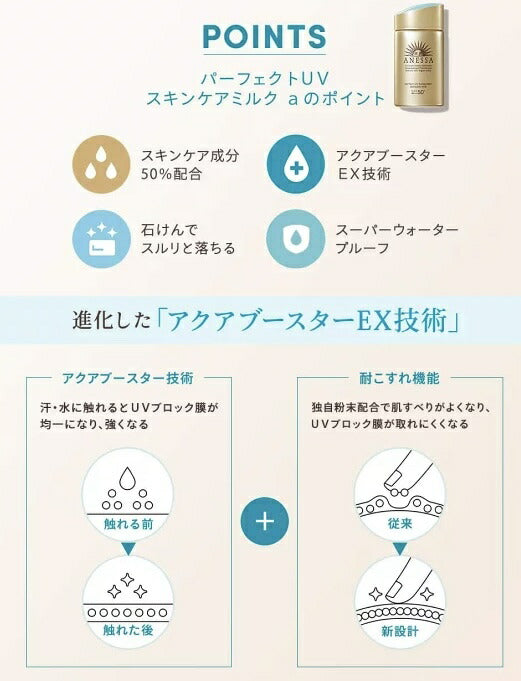 ゴールド 【送料無料】【超お買い得！60ml】資生堂 アネッサ ANESSA パーフェクトUV スキンケアミルク マイルドミルク SPF50+/PA++++ 60mL 【日焼け止め 】 当店新入荷【コストコ】
