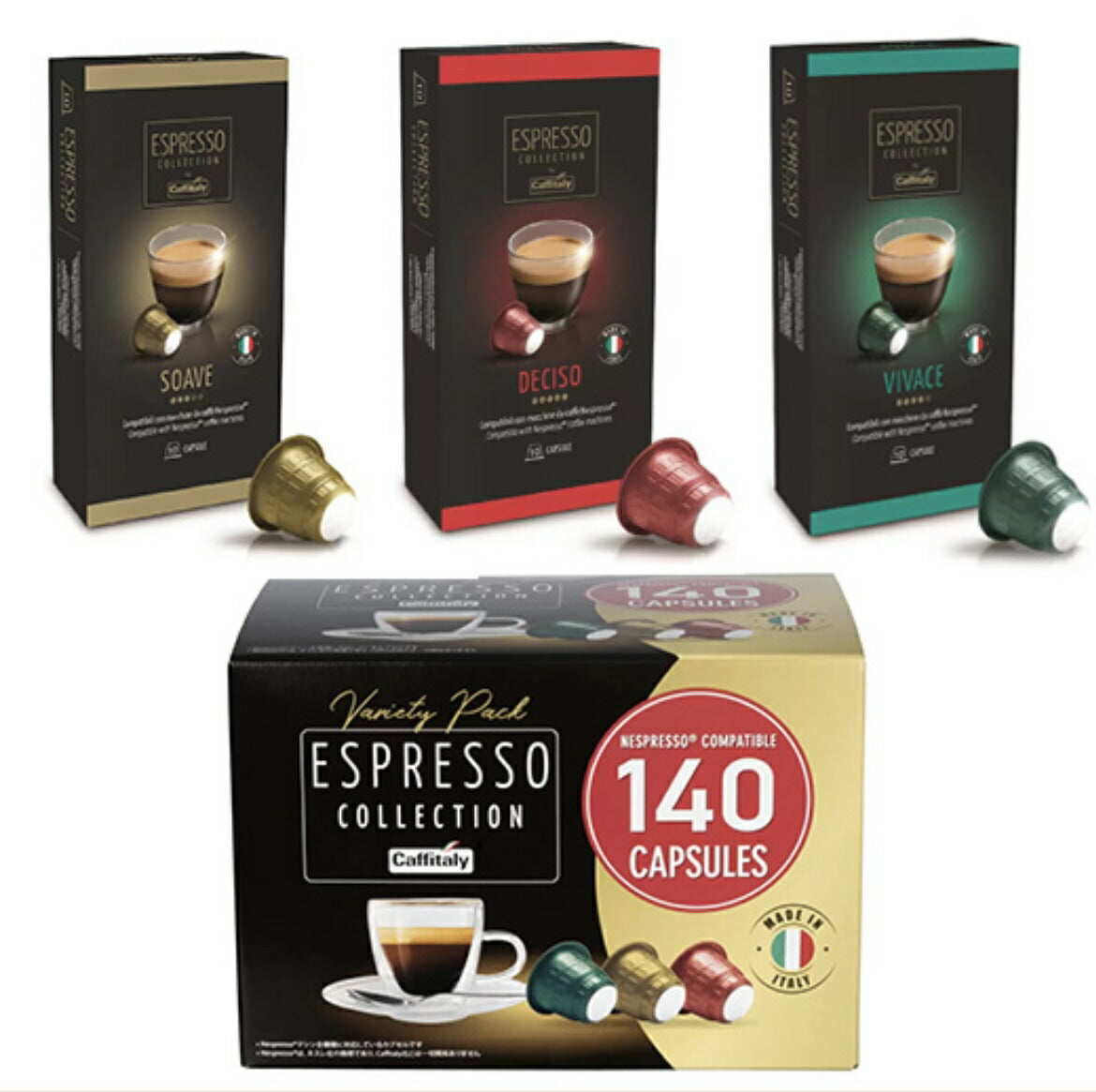 140個入【イタリア産】 ★最安値挑戦！★ネスプレッソ コーヒーカプセル  カフィタリー　カフェタリー　カフェイタリー アソート　ネスプレッソ互換カプセル エスプレッソ（3種アソート）コストコ  【コストコ通販】送料無料＃8