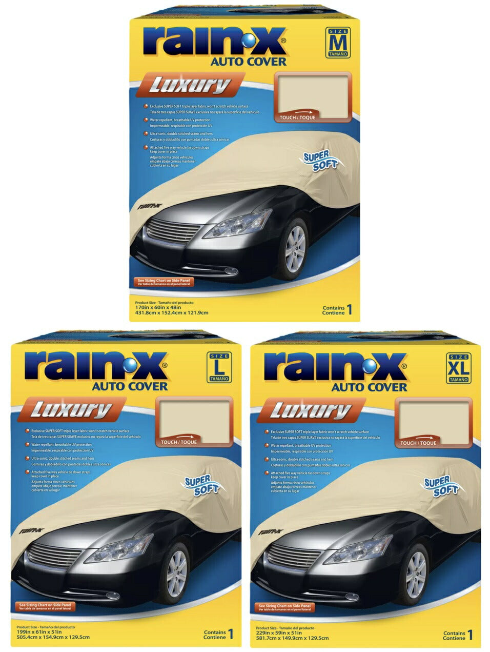 ★M★【レインＸ】クラコ kraco RAIN-X AUTO COVER カーカバー Ｍ・L・ＸＬサイズ【レイン‐エックス・レインエックス】【カー用品 ボディーカバー 新品 セダンタイプ 新車 愛車 旧車】【コストコ】RainX