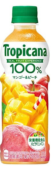 【送料無料】キリン トロピカーナ 100% マンゴー＆ピーチ 330ml×24本(1ケース)