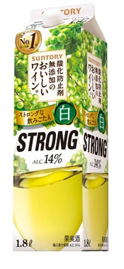 【送料無料】サントリー 酸化防止剤無添加のおいしいワイン 白ストロング STRONG 14％ 1800ml 1.8L×12本【北海道・沖縄県・東北・四国・九州地方は必ず送料が掛かります】