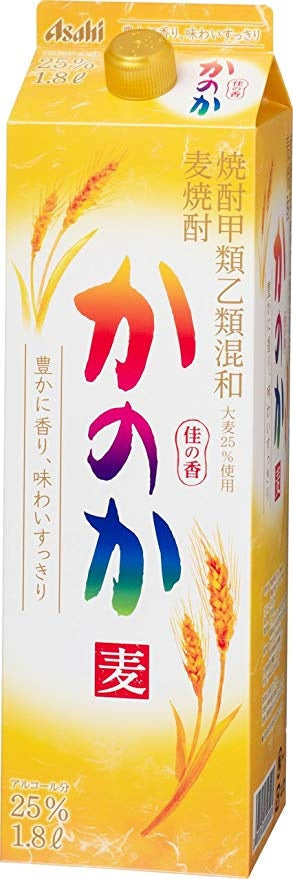 【送料無料】アサヒ 甲乙混和 麦焼酎 かのか 25度 パック 1800ml 1.8L×6本/1ケース【北海道・沖縄県・東北・四国・九州地方は必ず送料が掛かります】