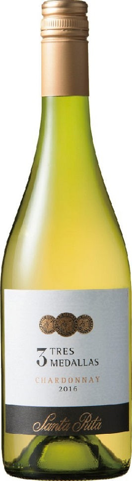 【訳あり】【ラベル汚損品】サンタ・リタ「スリー・メダルズ」シャルドネ 750ml 1本 [チリ/白ワイン/やや辛口]【ご注文は12本まで一個口配送可能】