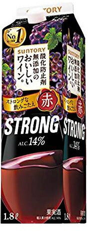 サントリー 酸化防止剤無添加のおいしいワイン 赤ストロング STRONG 14％ 1800ml 1.8L 1本【ご注文は12本まで同梱可能】
