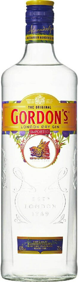 【送料無料】ゴードン ロンドン ドライジン 43度 750ml×12本【北海道・東北・四国・九州・沖縄県は必ず送料がかかります】