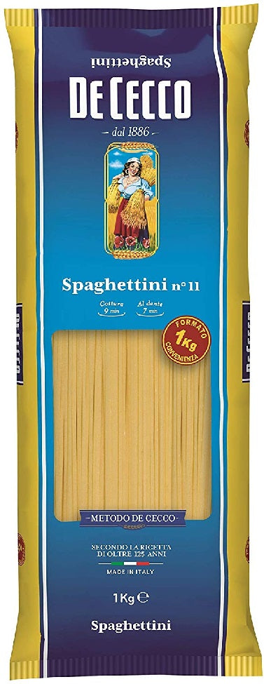 【送料無料】【並行品】DE CECCO NO.11 ディチェコスパゲッティーニ （1.6mm）1キロ 1000g×12袋