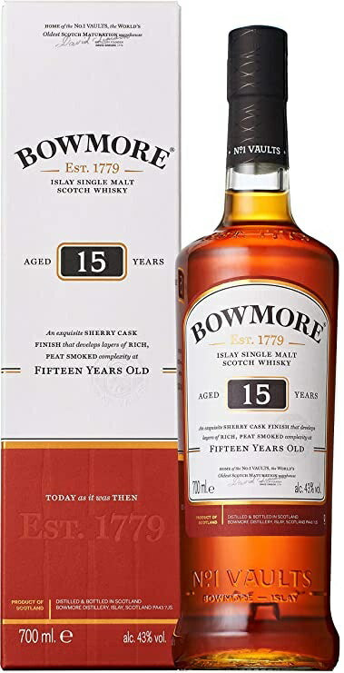 【並行輸入品】シングルモルトウイスキー ボウモア 15年 43度 700ml 1本【ご注文は12本まで1個口配送可能】