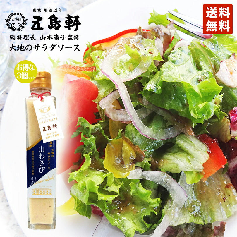 五島軒 大地のサラダソース 山わさび 函館 総料理長監修 200ml×3本セット　送料無料 北海道 ご当地 特産品 名物商品 ギフト プレゼント お土産 ドレッシング　函館