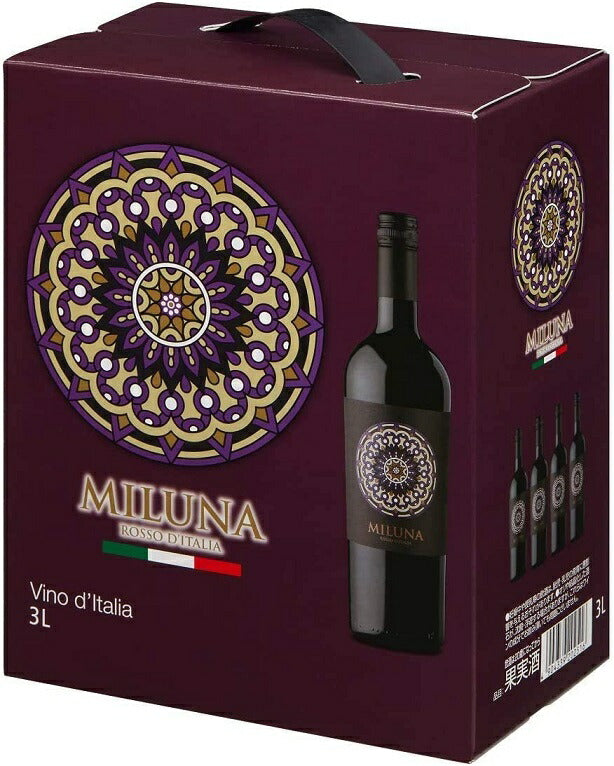 【送料無料】ミルーナ 赤 バックインボックス 3000ml 3L×4本[ 赤ワイン フルボディ イタリア ]【北海道・東北・四国・九州・沖縄県は必ず送料がかかります】