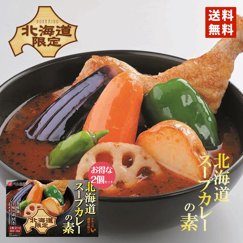 ベル　北海道スープカレーの素 2個セット 送料無料 メール便 同梱不可  北海道 札幌 スパイス 本場 お土産 手土産 贈り物 プレゼント 送料込