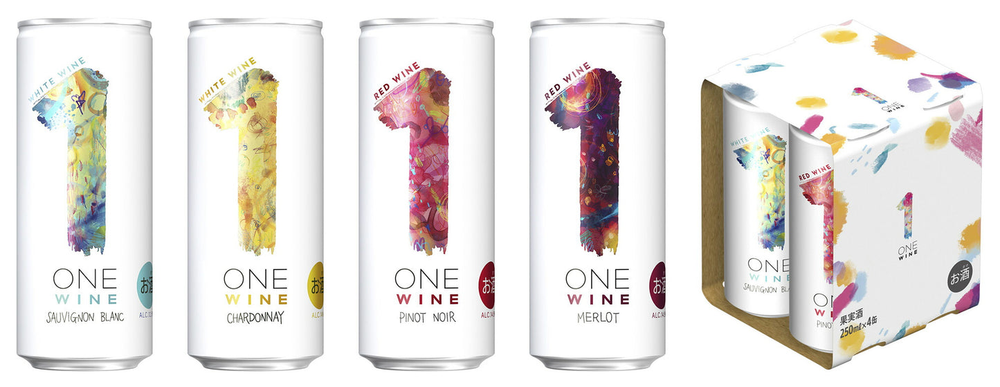 送料無料 サントリー ONE WINE ワン ワイン 4種 アソートセット 250ml×4本/缶/ソーヴィニヨンブラン／シャルドネ／ピノ・ノワール／メルロ／wine_YCW
