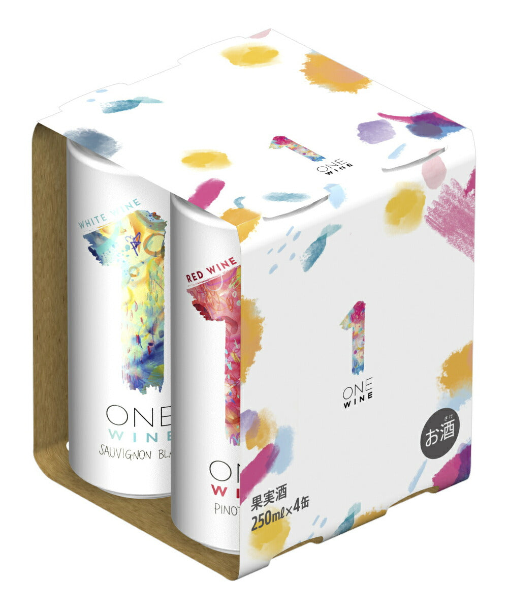 送料無料 サントリー ONE WINE ワン ワイン 4種 アソートセット 250ml×8本/缶/2セット/ソーヴィニヨンブラン／シャルドネ／ピノ・ノワール／メルロ／wine_YCW