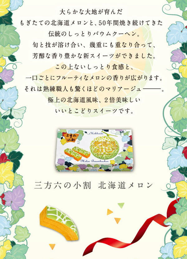 三方六 バームクーヘン 柳月 小割 メロン 5本入 送料無料 北海道 メロン お土産 プレゼント スイーツ 贈り物 ギフト 帰れマンデー バウムクーヘン ミルク ホワイト チョコ バター 焼き菓子 お茶請け ギフト プレゼント お取り寄せ