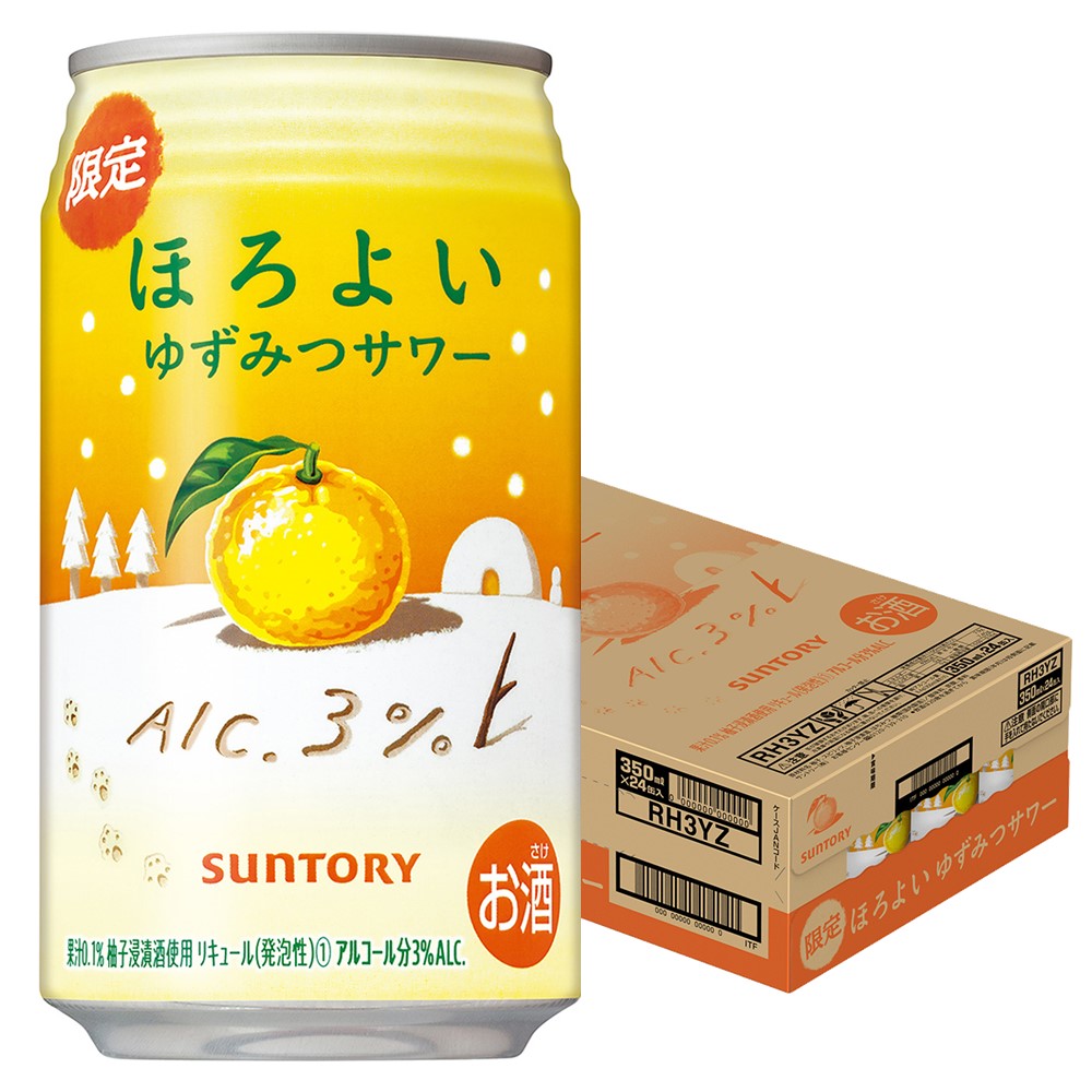 サントリー ほろよい ゆずみつサワー 350ml×24本/1ケース【ご注文は2ケースまで1個口配送可能】