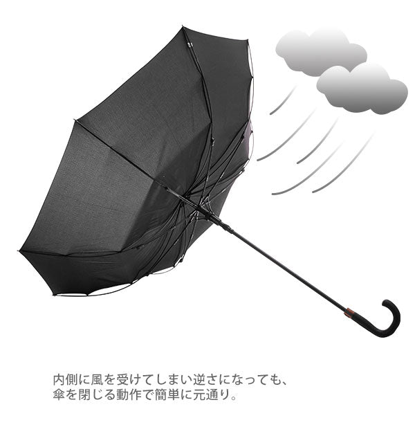 【ネイビー・5036】 傘 メンズ 大きいサイズ 通販 70cm 丈夫 長傘 ワンタッチ ジャンプ傘 雨傘 大きい 70 耐風傘 元に戻る グラスファイバー骨 折れにくい 耐風 軽い 軽量 二重骨耐風仕様 親骨70センチ
