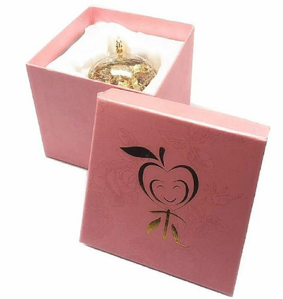 黄金のリンゴ 林檎 アップル Apple ゴールド 置物 風水 開運 ゴールデン グラスオブジェ　ゴールデンアップル　幸運アップル　専用ボックス付　金運　幸運林檎 幸せを呼ぶ アイテム クリスタル ギフト 誕生日 バースデー