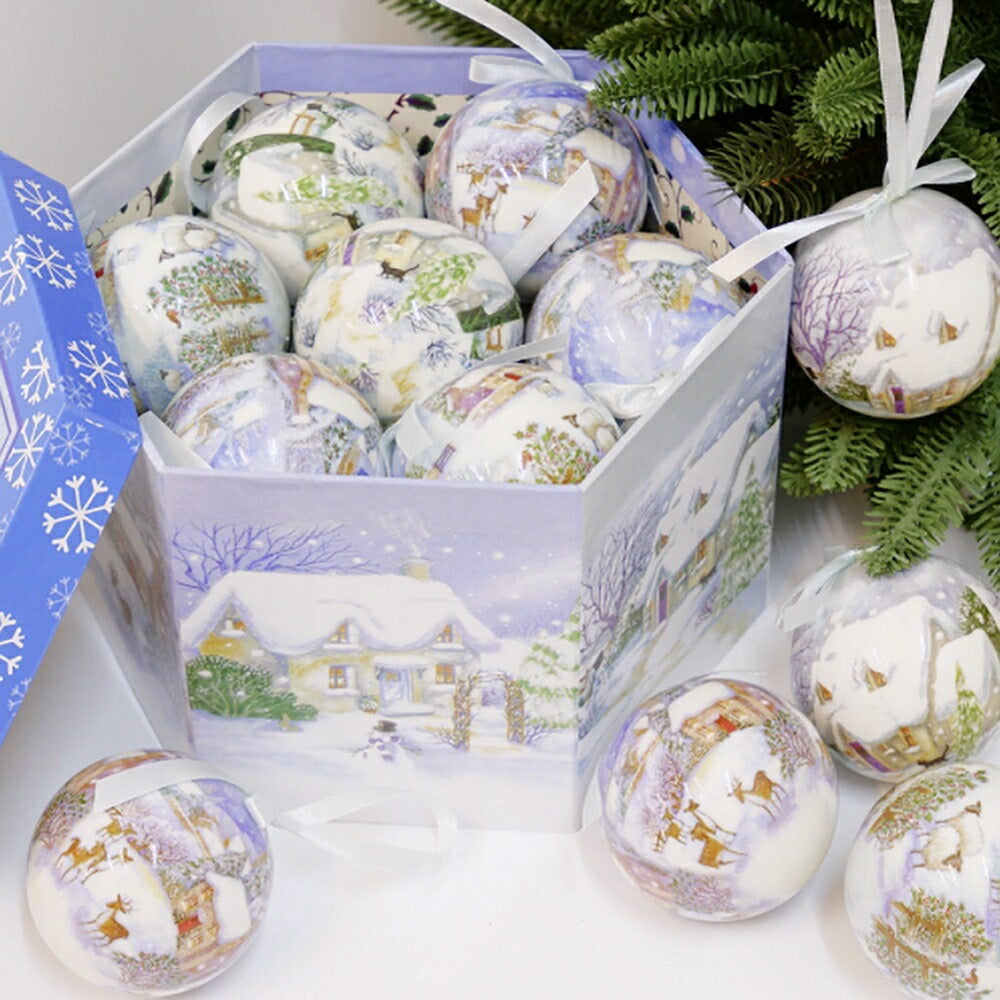 クリスマス オーナメント クリスマスボール  箱付き 柄付き 14個セット リボン付き デコレーション モール 雪の結晶 ふわふわ 雪だるま 鹿 羊 クリスマスツリー ツリー 誕生日 飾り付け 室内 装飾 クリスマス用品 かわいい