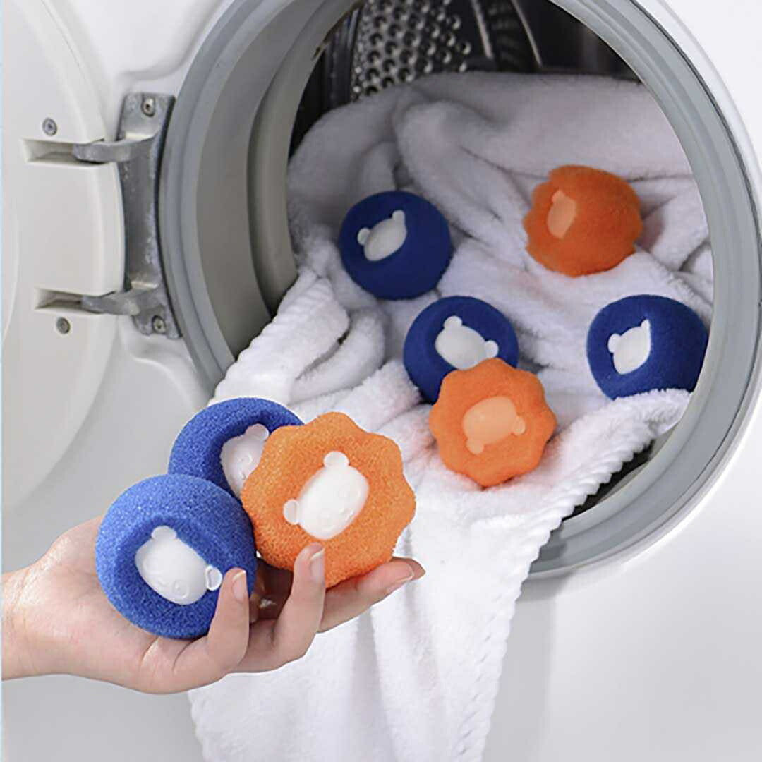 洗濯 ボール パンダ 2個セット ブルー オレンジ ほこり取り ネット 洗濯用 服 ペット 抜け毛 掃除 クリーナー 抜け毛取り 犬 猫 いぬ ねこ うさぎ 毛球症 毛玉 衣類 寝具 洋服 お手入れ 洗濯グッズ ペットの毛取り ペット 毛取り
