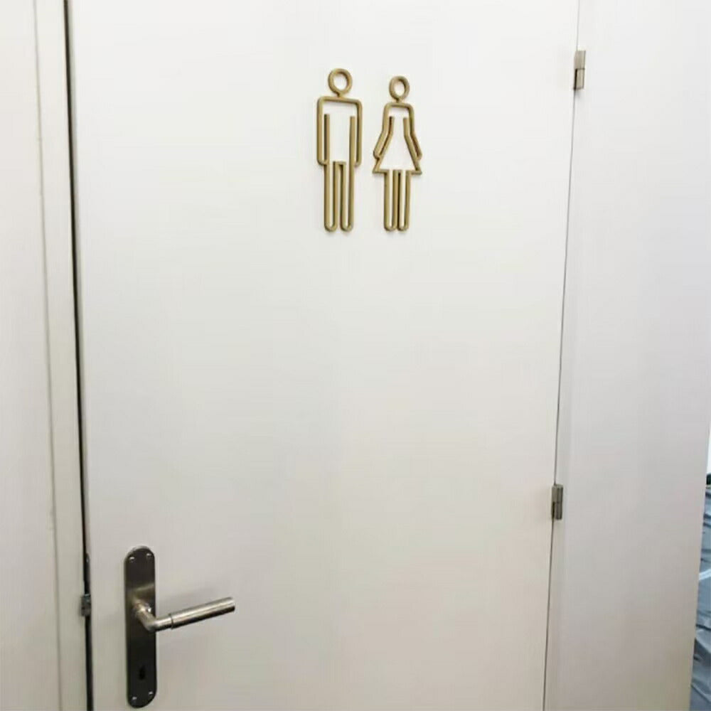 トイレ 男女マーク ゴールド プレート 雑貨 おしゃれ トイレサイン TOILET MEN WOMEN サイン ドアプレート トイレマークプレート トイレ標識 自宅 会社 ピクトグラム 誕生日 クリスマス ギフト サプライズ 友人 家族 パーティー