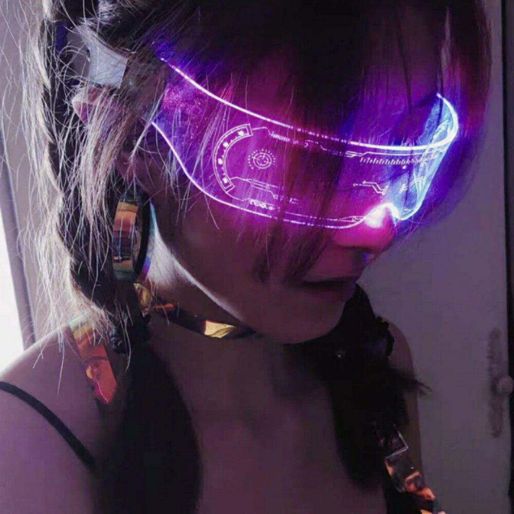 サングラス 近未来 LED 線型 クリア SF レディース メンズ スクエア ビッグ フレーム 大きめ かわいい おしゃれ ファッションアイテム トレンド メガネ UVカット 運転用 眼鏡 b系 ヒップホップ ストリート クラブ CLUB オラオラ
