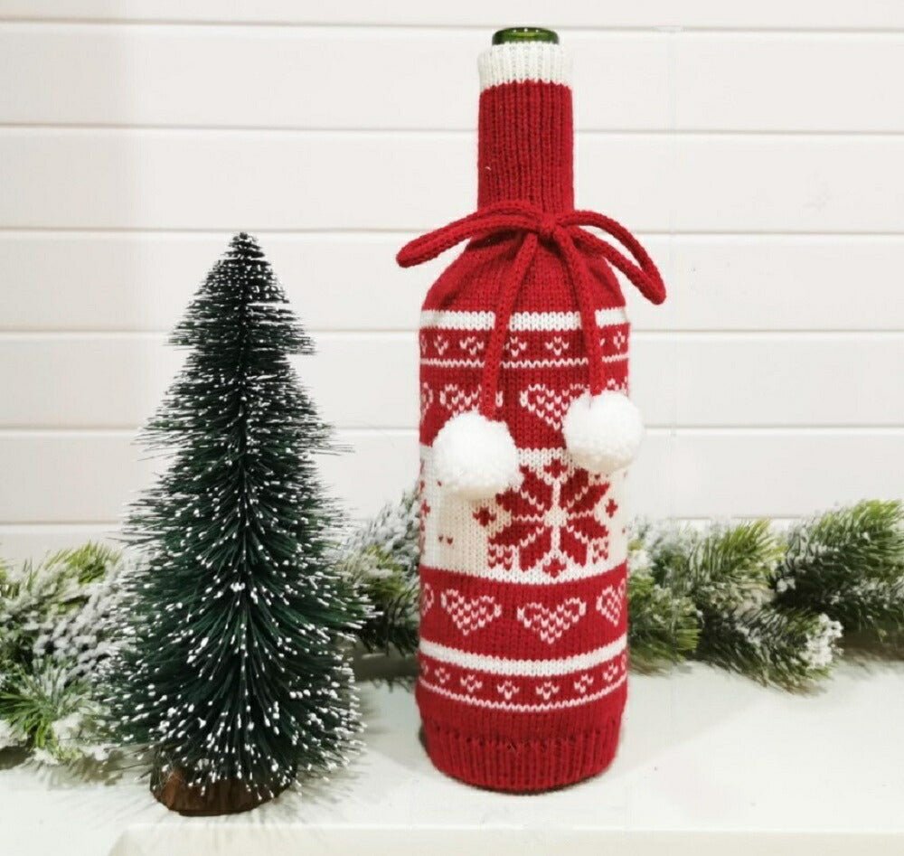 雑貨 ワインボトルカバー 雪の結晶 ニット ボトルカバー クリスマスデコレーション クリスマスパーティー かわいい デザイン サンタクロース スノーマン ワイン クリスマス 食卓 インテリア パーティ デコレーション 飾り 装飾 プレゼント 贈り物