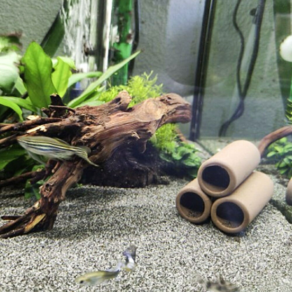 エビ シェルター ドラム缶 3連 アクアリウム  ペット用品 海老 隠れ家 繁殖 秘密基地 寝床 睡眠場所 オブジェ 水槽 置物 インテリア 熱帯魚 魚 熱帯雨林 海水魚 淡水魚 ネオンテトラ グッピー エンゼルフィッシュ ピラルク